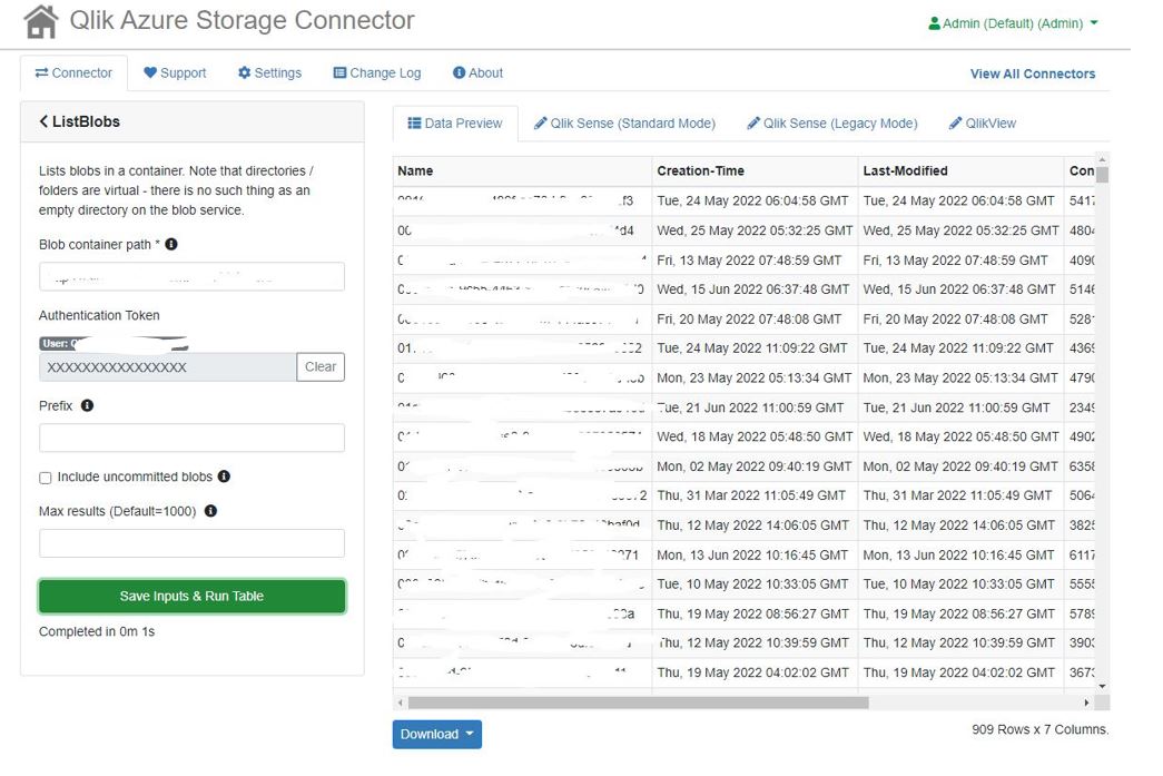 Qlik Azure Storage Connector how can I retrieve Qlik Community