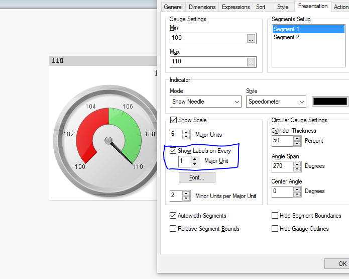 Solved: How to add guage char min, max and indicator ( nee... - Qlik ...