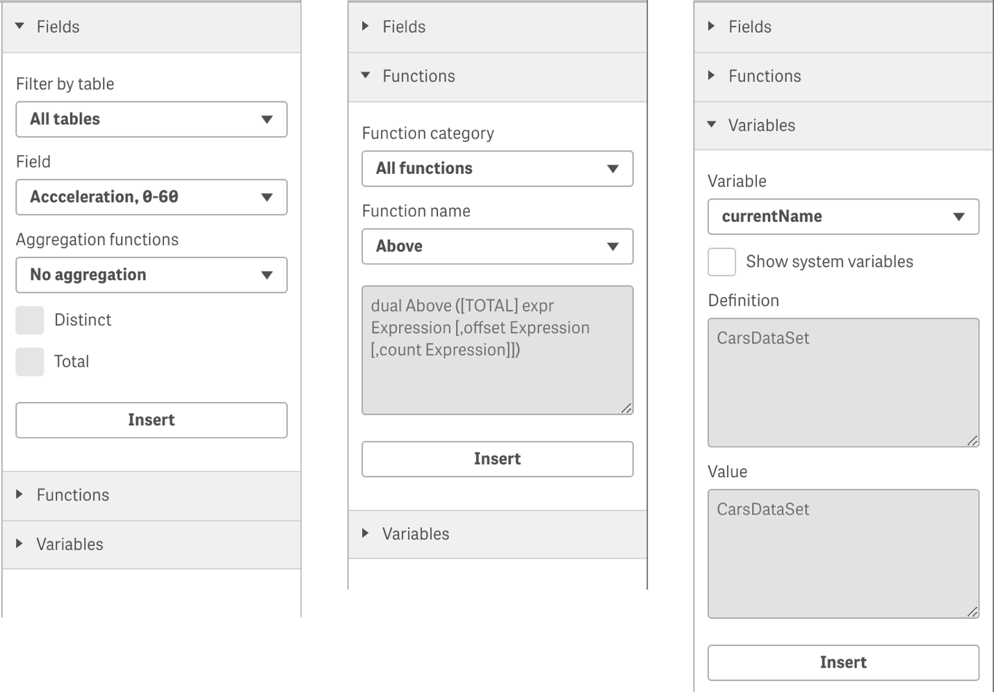 Qlik Sense Chart Functions