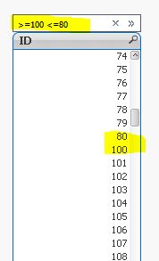 solved how to select a range of numeric values qlik