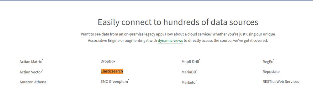 Elastic Search mentioned as data source to Qlik Sense
