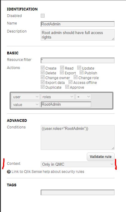 Standard RootAdmin access rule