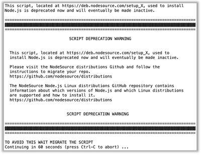 Node.js Deprecation Warning