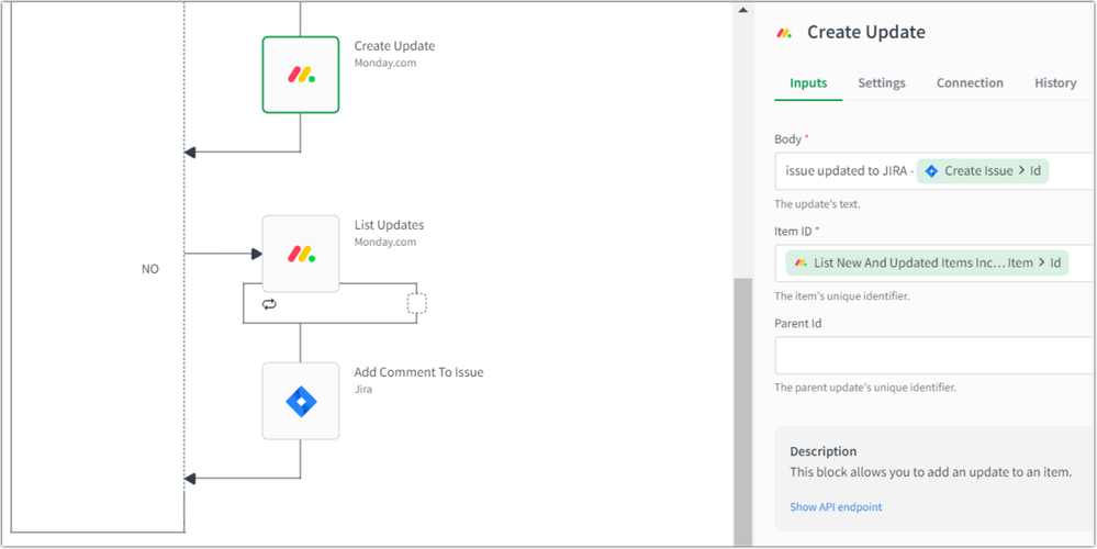 sync jira with monday dot com automation continuation.png