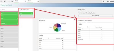 Qlik Sense Dashboard - Table Selected