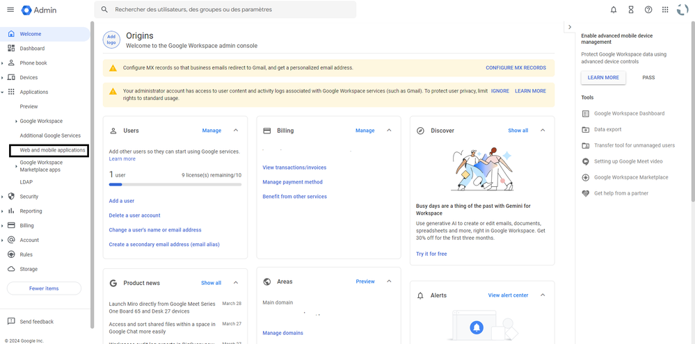 Google Admin Portal