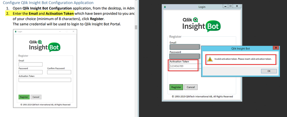 Qlik Insight Bot - Invalid Activation Token