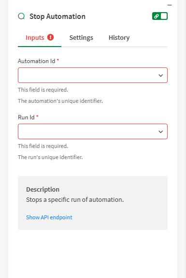 Stop Automation Block (Qlik Cloud Services) - Qlik Community - 2514465