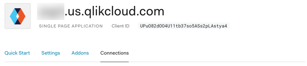 Auth0 Application configuration top bar