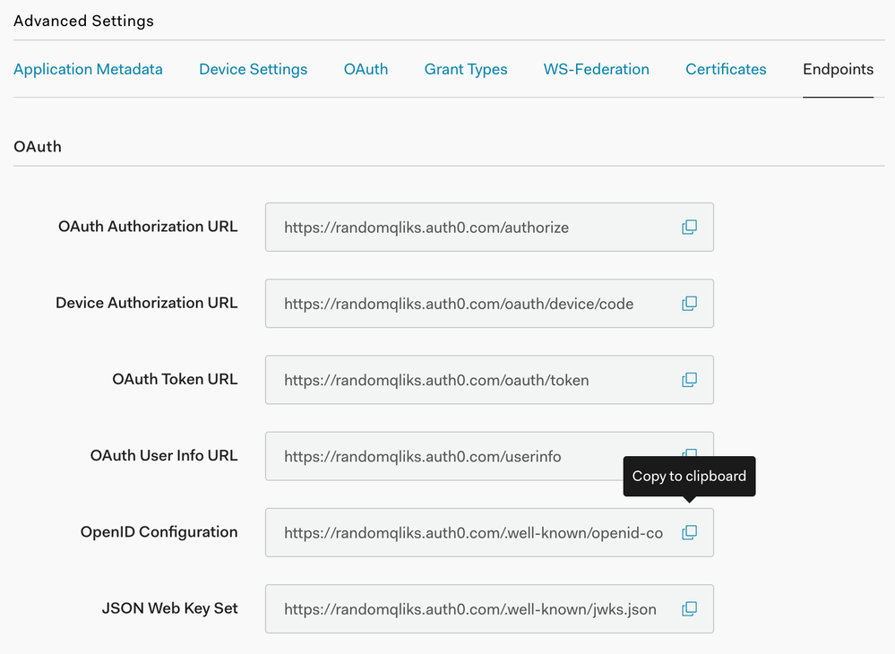 Advanced Settings Endpoints tab