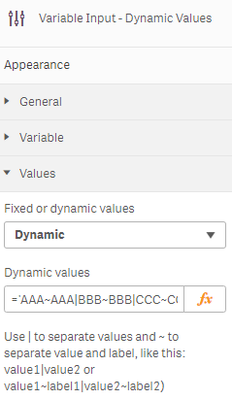 Variable Input, listing Dynamic values