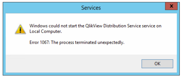 QlikView Distribution Service error on start-up 10... - Qlik