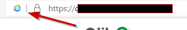the internet explorer icon is showing in the URL bar