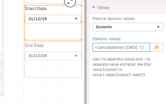 drop-down list variable