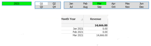 Value visible on month selection