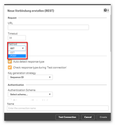 Methods in Qlik Sense REST Connector