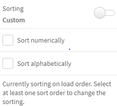 Sorting Options Available