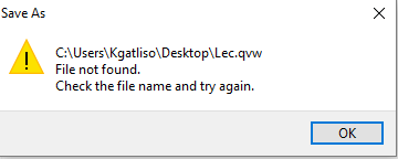 Error message when saving a .qvw file