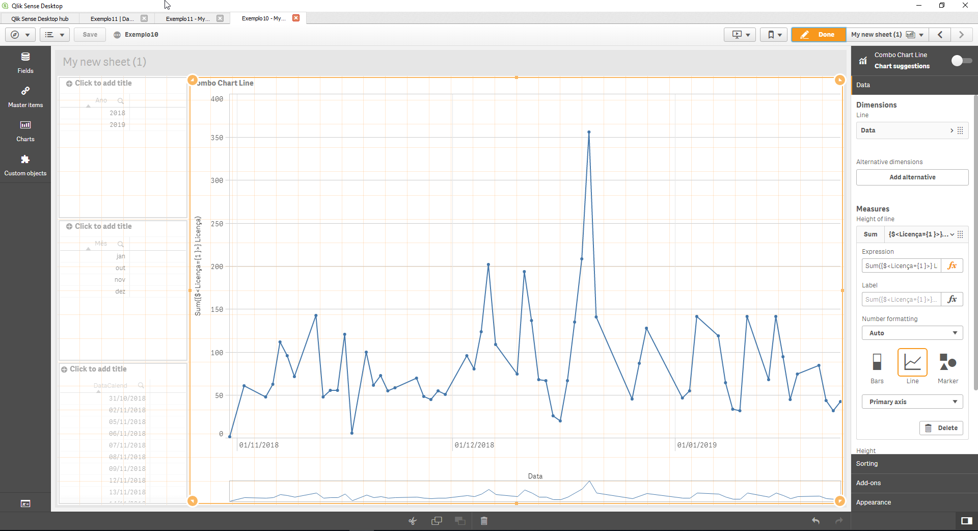 Sum a field to a variable (x axis is time) - Qlik Community - 1543179