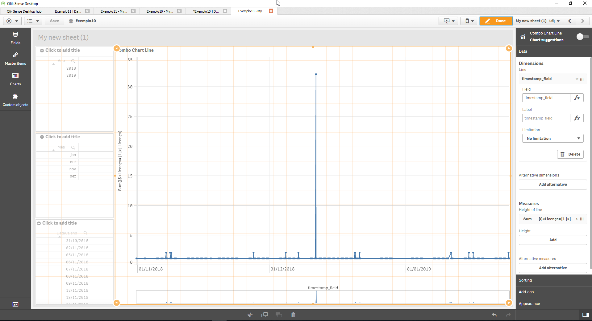 Sum a field to a variable (x axis is time) - Qlik Community - 1543179