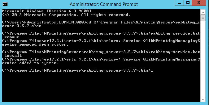 Qlik NPrinting run rabbitmq-servicebat install.png