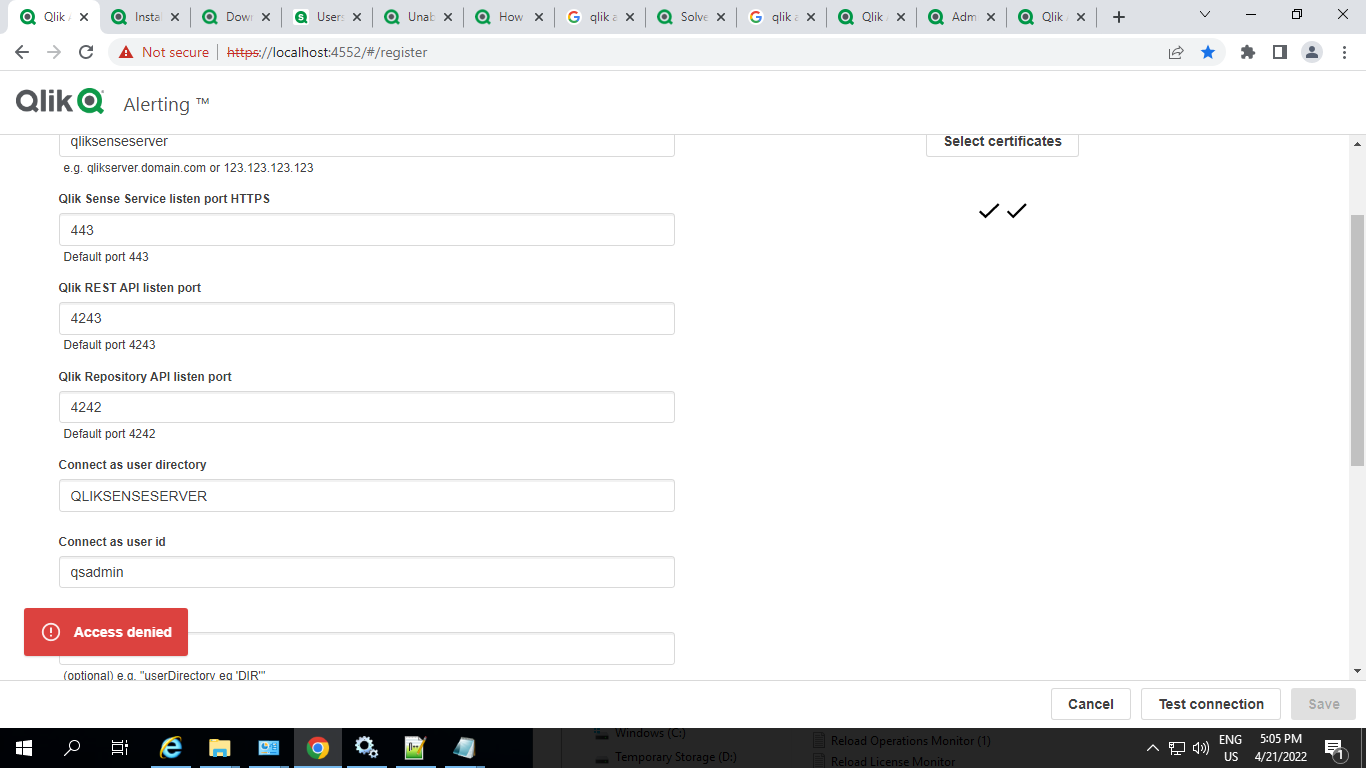 qlik alerting installation registration error - Qlik Community - 1920923