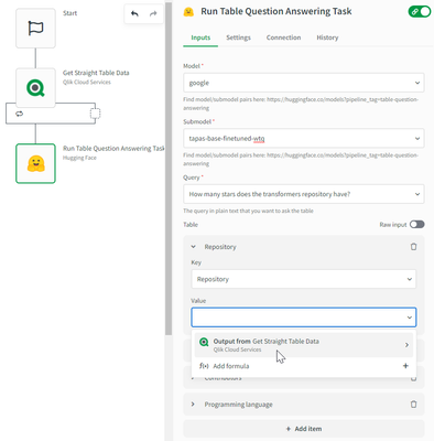 Select the output from the Get Straight Table Data block.