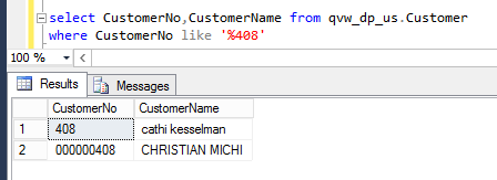 Both customers in SQL View