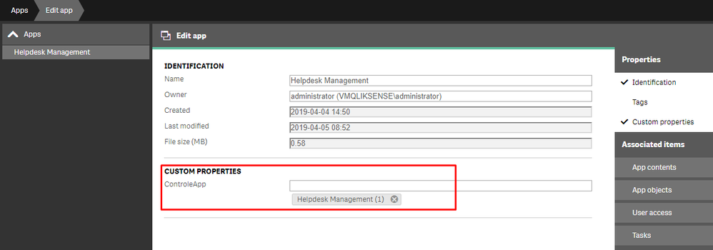 Figura 4 – Propriedade Customizada ControleApp Aplicação